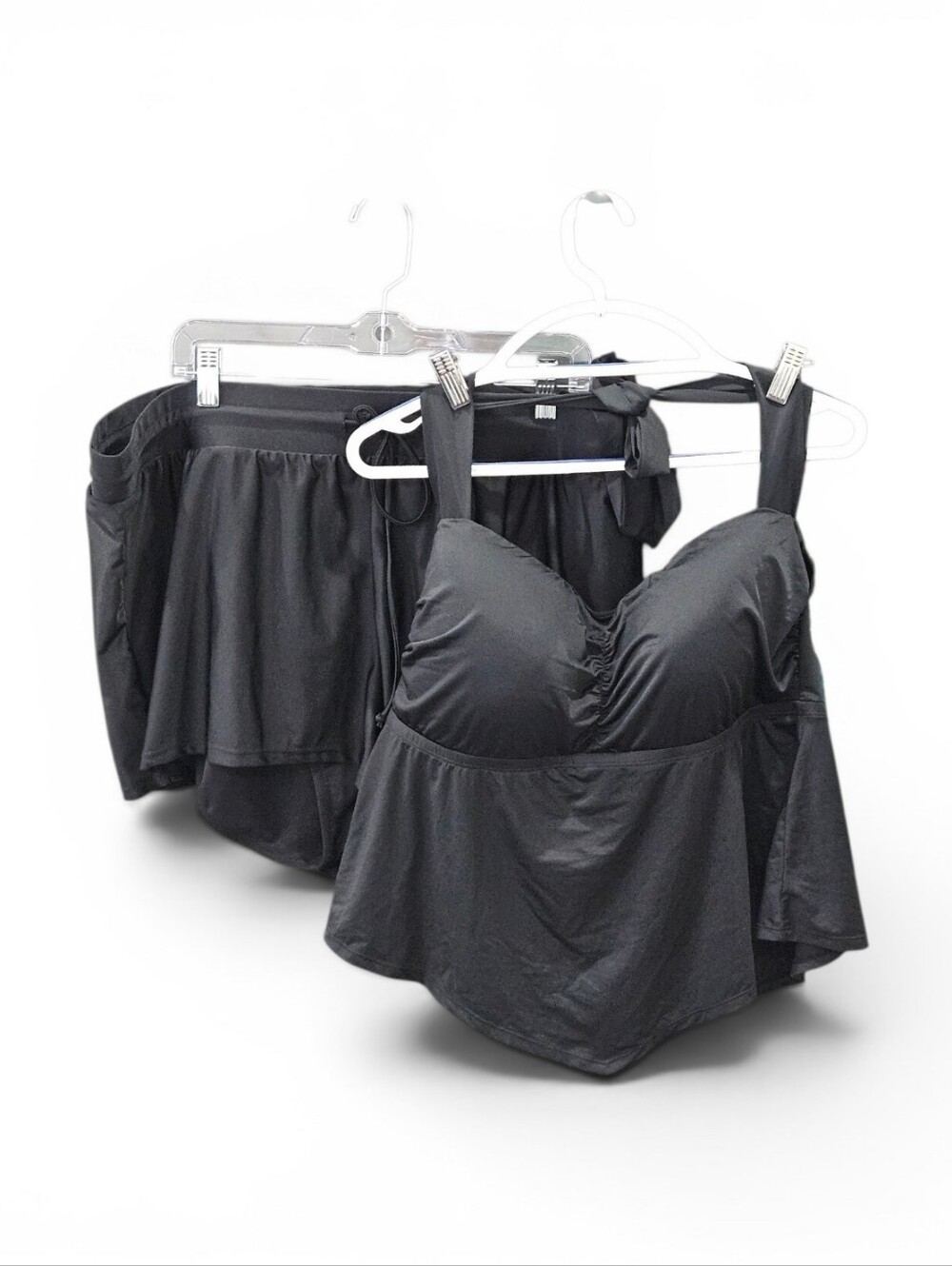 Mynah Black Women's Tankini Swim Top with Skirted‎ Shorts Size 22W